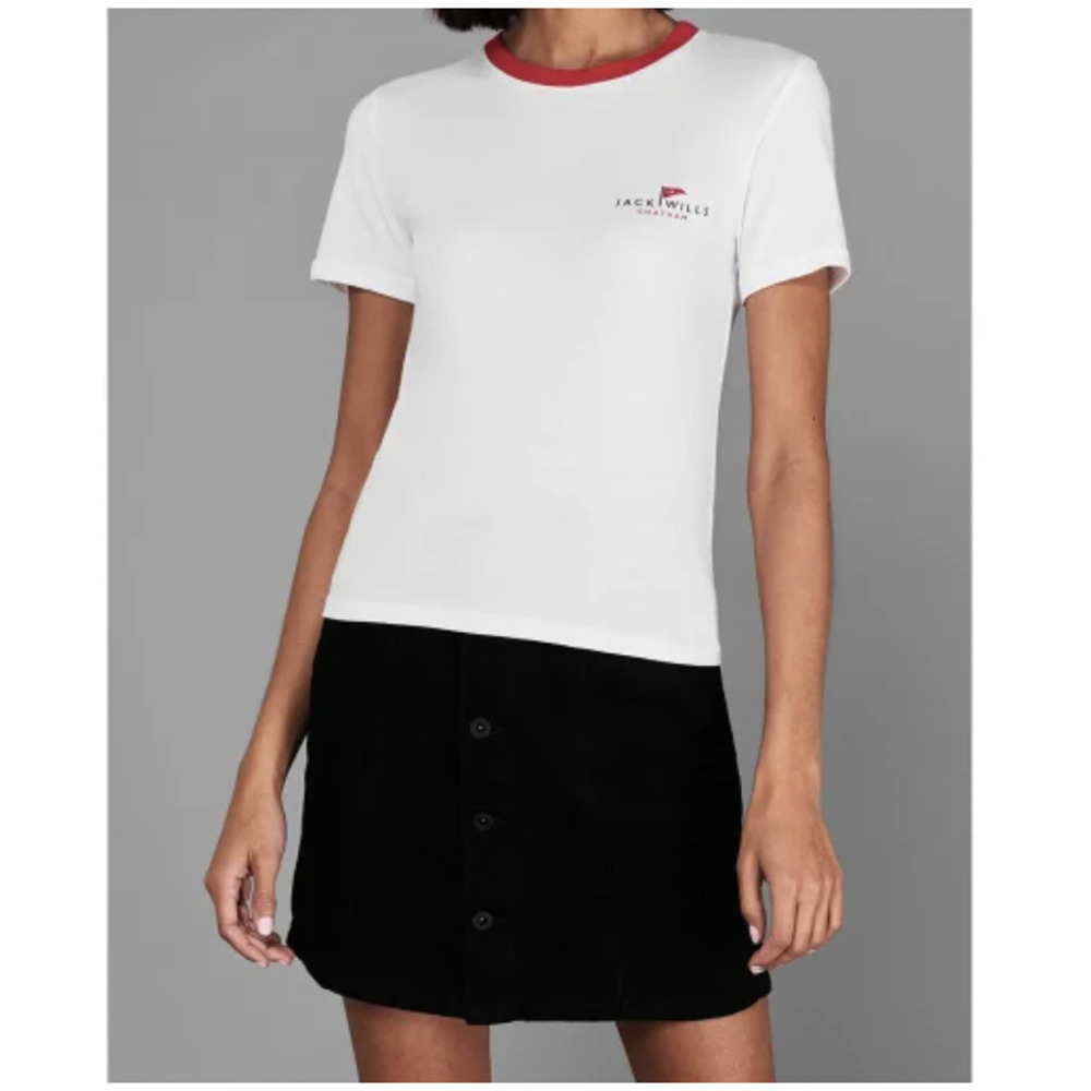 JACK WILLS Chatham White Trinkey Ringer Short-Sleeve Tee Size 8